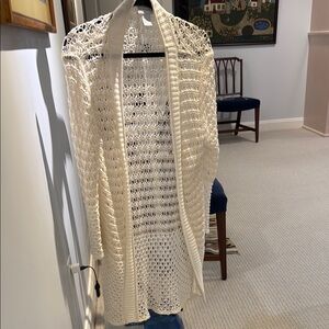 Soft Surroundings Cream Chunky Knit Cardigan / Duater with bell sleeves. Size M